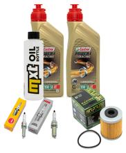 Pacote de Inspeção 2L 10W-50 + Filtro de Óleo + 2x Vela de Ignição para Husqvarna Supermoto 701 ccm Ano. 2016