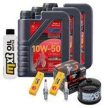 Pacote de Inspeção 3L 10W-50 + Filtro de Óleo + 2x Vela de Ignição para BMW F GT 800 ccm Ano de Fabricação 2017 - 2018