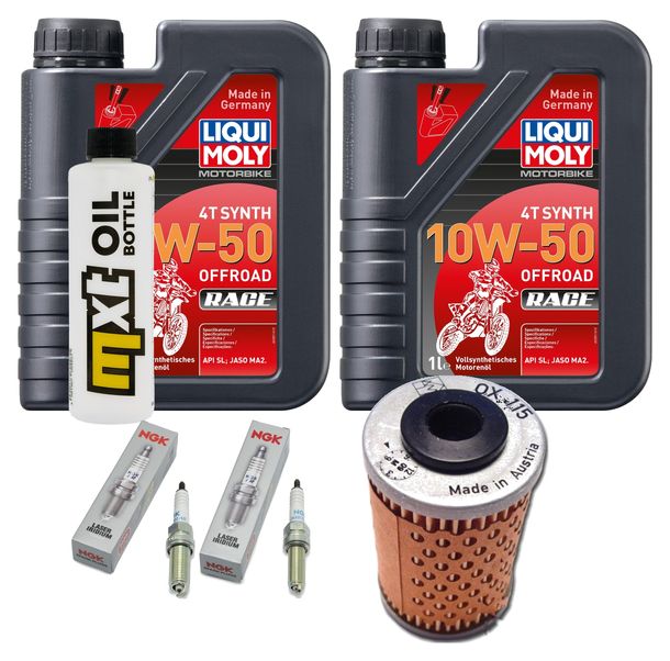 Inspektionspaket 2L 10W-50 + Ölfilter + 2x Zündkerze für Husqvarna Supermoto 701 ccm Bj. 2017 - 2018