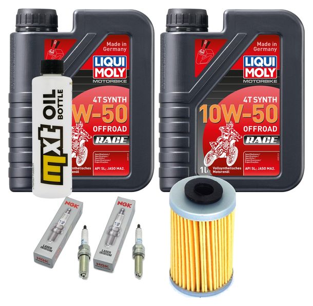 Inspektionspaket 2L 10W-50 + Ölfilter + 2x Zündkerze für Husqvarna Supermoto 701 ccm Bj. 2017 - 2018