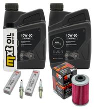 Pacote de Inspeção 2L 10W-50 + Filtro de Óleo + 2x Vela de Ignição para Husqvarna Supermoto 701 ccm Ano de Fabricação 2017 - 2018