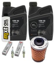 Pacote de Inspeção 2L 10W-50 + Filtro de Óleo + 2x Vela de Ignição para Husqvarna Supermoto 701 ccm Ano de Fabricação 2017 - 2018