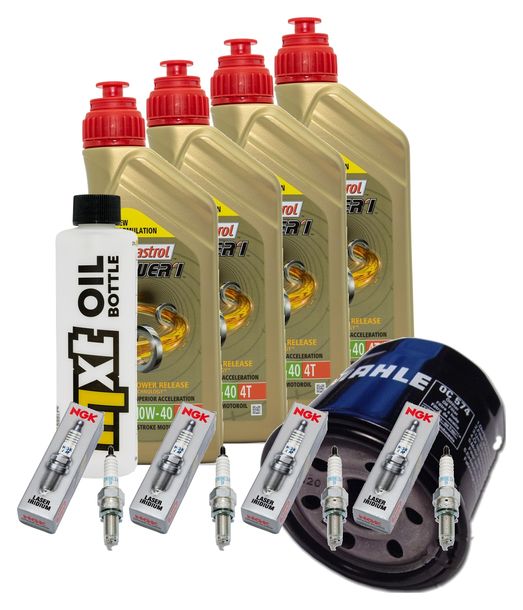 Inspektionspaket 4L 10W-40 + Ölfilter + 4x Zündkerze für Suzuki GSX-S GSX-R 1000 ccm Bj. 2017 - 2022