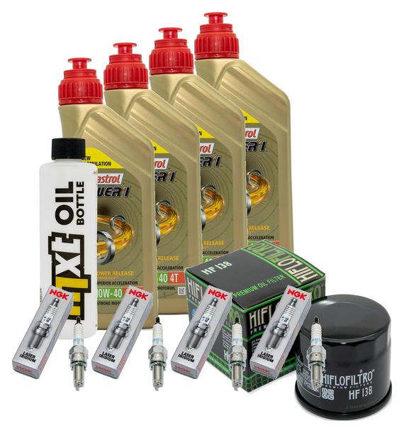 Inspektionspaket 4L 10W-40 + Ölfilter + 4x Zündkerze für Suzuki GSX-S GSX-R 1000 ccm Bj. 2017 - 2022