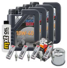 Pacchetto di ispezione 4L 10W-40 + filtro olio + 4x candela per Suzuki GSX-S GSX-R 1000 ccm Anno 2017 - 2022