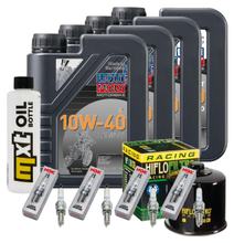 Pacchetto di ispezione 4L 10W-40 + filtro olio + 4x candela per Suzuki GSX-S GSX-R 1000 ccm Anno 2017 - 2022