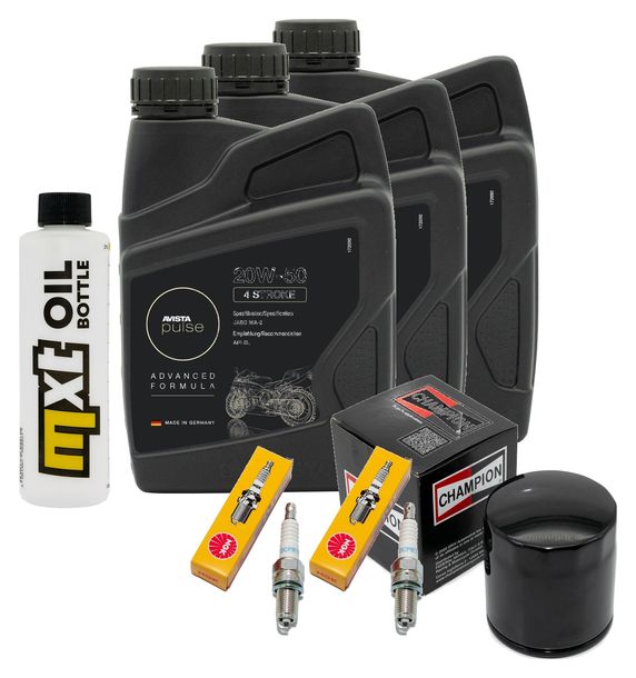 Inspektionspaket 3L 20W-50 + Ölfilter + 2x Zündkerze für Harley Davidson XLX Sportster Forty Eight 1200 / 1203 ccm Bj. 2015 - 2016