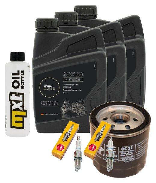 Inspektionspaket 3L 20W-50 + Ölfilter + 2x Zündkerze für Harley Davidson Sportster Roadster XLCX 1200 ccm Bj. 2017 - 2021