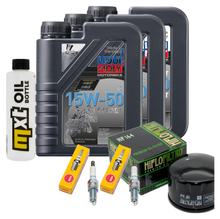 Pacchetto di ispezione 3L 15W-50 + filtro olio + 2x candela per BMW F R 800 ccm Anno 2018