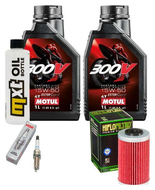 Kit d'inspection 2L 15W-50 + filtre à huile + 1x bougie pour KTM RC, Husqvarna Svartpilen Vitpilen Adventure 390 / 401 ccm Année 2018 - 2021
