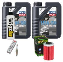 Kit d'inspection 2L 15W-50 + filtre à huile + 1x bougie pour KTM RC, Husqvarna Svartpilen Vitpilen Adventure 390 / 401 ccm Année 2018 - 2021