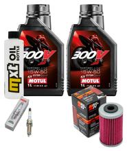 Inspectiepakket 2L 15W-50 + Oliefilter + 1x Bougie voor KTM RC, Husqvarna Svartpilen Vitpilen Adventure 390 / 401 ccm Bj. 2018 - 2021