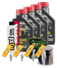 Inspektionspaket 4L 10W-40 + Ölfilter + 4x Zündkerze für Kawasaki ZX-6R 636 ccm Bj. 2017