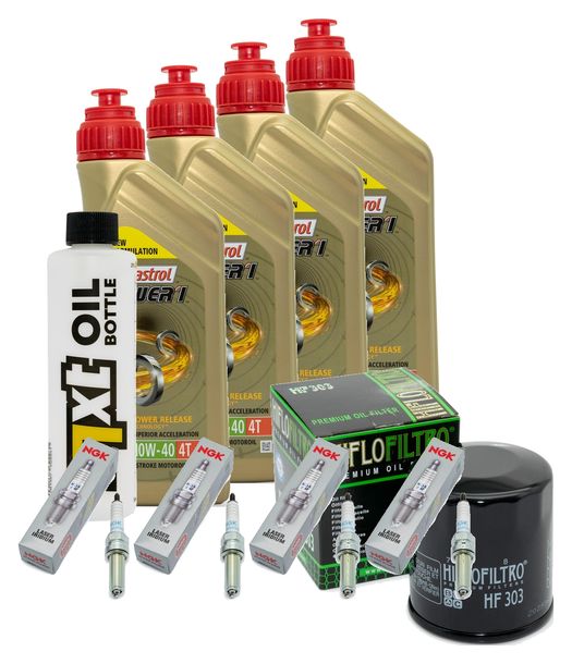 Inspektionspaket 4L 10W-40 + Ölfilter + 4x Zündkerze für Kawasaki ZX-10R 1000 ccm Bj. 2018 - 2020
