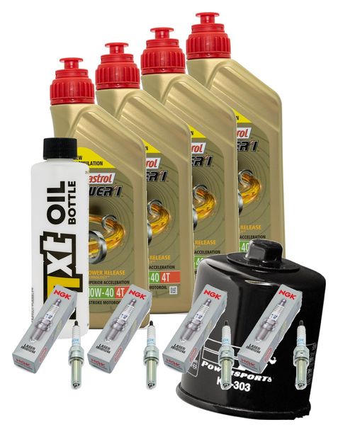 Kit d'inspection 4L 10W-40 + filtre à huile + 4x bougie pour Kawasaki ZX-10R 1000 ccm Année 2018 - 2020