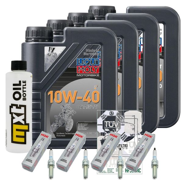 Inspektionspaket 4L 10W-40 + Ölfilter + 4x Zündkerze für Kawasaki ZX-10R 1000 ccm Bj. 2018 - 2020