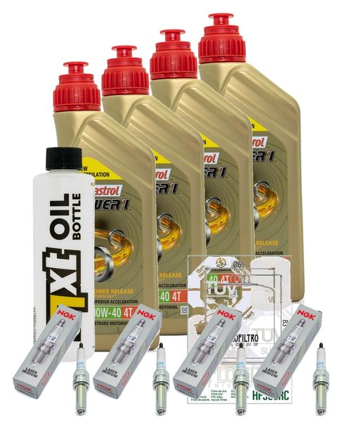 Inspektionspaket 4L 10W-40 + Ölfilter + 4x Zündkerze für Kawasaki ZX-10R 1000 ccm Bj. 2018 - 2020