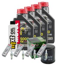 Pacchetto di ispezione 4L 10W-40 + filtro olio + 4x candela per Kawasaki ZX-10R 1000 ccm Anno 2018 - 2020