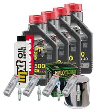 Kit d'inspection 4L 10W-40 + filtre à huile + 4x bougie pour Kawasaki ZX-10R 1000 ccm Année 2018 - 2020