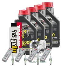 Kit d'inspection 4L 10W-40 + filtre à huile + 4x bougie pour Kawasaki ZX-10R 1000 ccm Année 2018 - 2020
