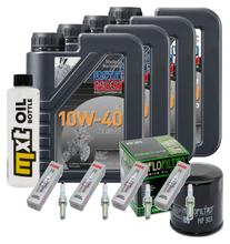 Paquete de inspección 4L 10W-40 + filtro de aceite + 4 bujías para Kawasaki ZX-10R 1000 ccm Año 2018 - 2020