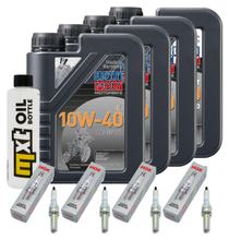 Inspektionspaket 4L 10W-40 + Ölfilter + 4x Zündkerze für Kawasaki ZX-10R 1000 ccm Bj. 2018 - 2020