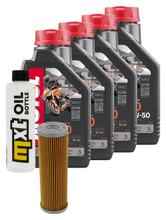 Pacote de inspeção 4L 10W-50 + filtro de óleo + 4x vela de ignição para KTM Super Adventure 1290 ccm Ano. 2018 - 2019