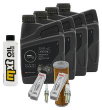 Pacote de inspeção 4L 10W-50 + filtro de óleo + 4x vela de ignição para KTM Super Adventure 1290 ccm Ano. 2018 - 2019