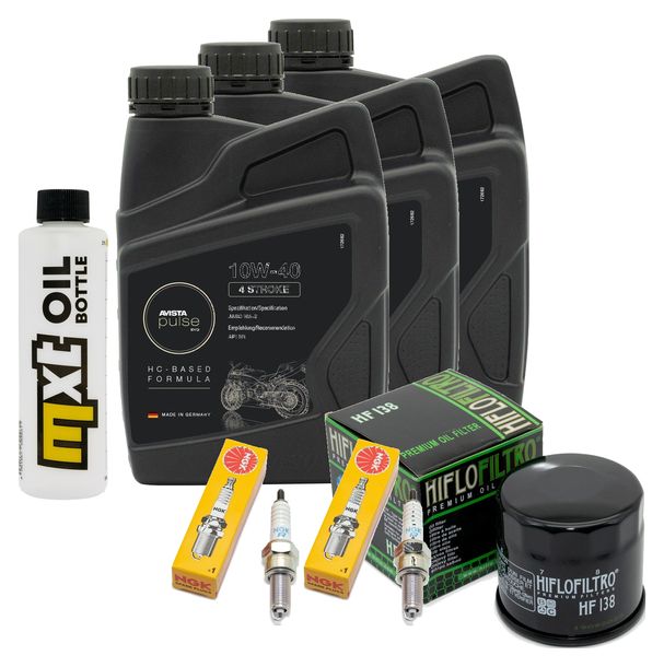 Inspektionspaket 3L 10W-40 + Ölfilter + 2x Zündkerze für Suzuki DL V-Strom SV S SF 650 ccm Bj. 2018 - 2021