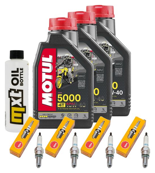 Inspektionspaket 3L 10W-40 + Ölfilter + 4x Zündkerze für Yamaha YZF-R6 600 ccm Bj. 2018 - 2019