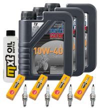 Inspektionspaket 3L 10W-40 + Ölfilter + 4x Zündkerze für Yamaha YZF-R6 600 ccm Bj. 2018 - 2019