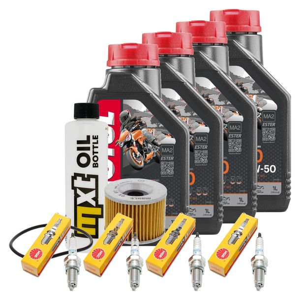 Inspektionspaket 4L 10W-50 + Ölfilter + 4x Zündkerze für Yamaha XJR 1300 ccm Bj. 2016