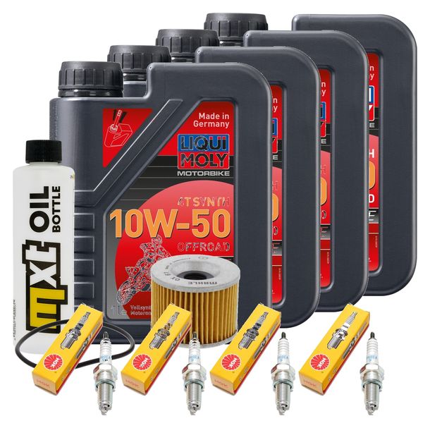 Inspektionspaket 4L 10W-50 + Ölfilter + 4x Zündkerze für Yamaha XJR 1300 ccm Bj. 2016