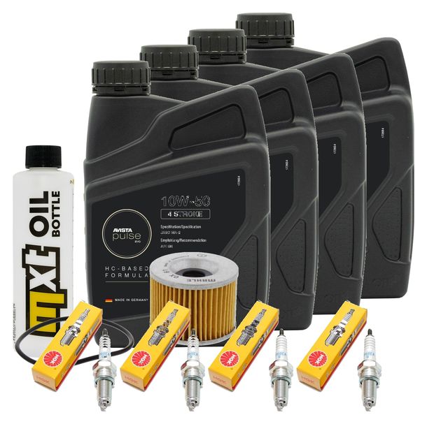 Inspektionspaket 4L 10W-50 + Ölfilter + 4x Zündkerze für Yamaha XJR 1300 ccm Bj. 2016
