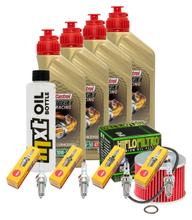 Paquete de inspección 4L 10W-50 + filtro de aceite + 4 bujías para Yamaha XJR 1300 ccm Año 2016