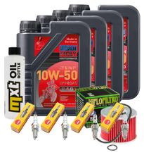 Kit d'inspection 4L 10W-50 + filtre à huile + 4x bougie pour Yamaha XJR 1300 ccm Année 2016