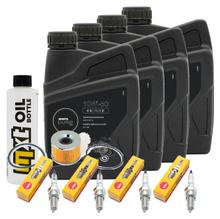 Kit d'inspection 4L 10W-50 + filtre à huile + 4x bougie pour Yamaha XJR 1300 ccm Année 2016