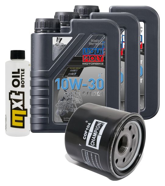 Inspektionspaket 3L 10W-30 + Ölfilter + 4x Zündkerze für Honda CBR RR Fireblade 1000 ccm Bj. 2017
