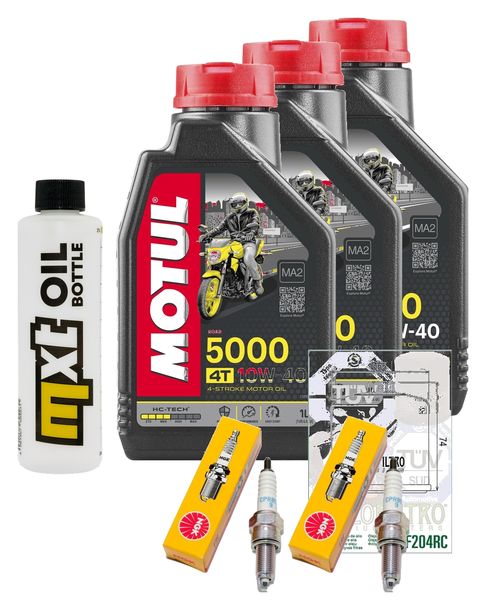 Inspektionspaket 3L 10W-40 + Ölfilter + 2x Zündkerze für Honda CB F 500 ccm Bj. 2019 - 2020