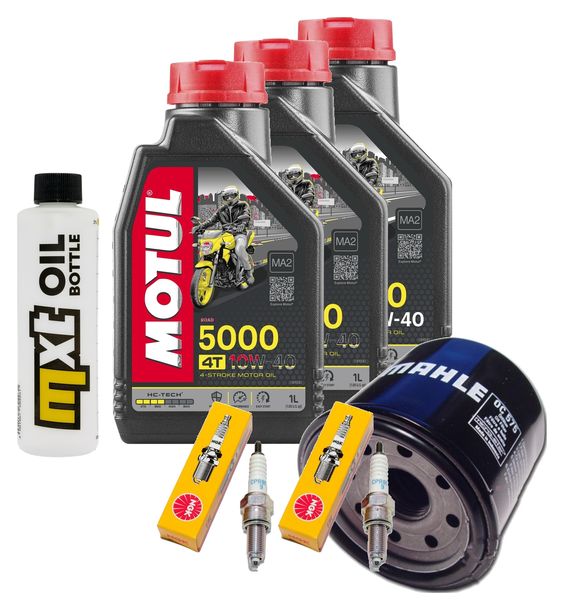 Inspektionspaket 3L 10W-40 + Ölfilter + 2x Zündkerze für Honda CB F 500 ccm Bj. 2019 - 2020