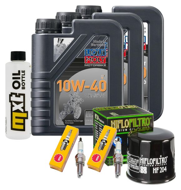 Inspektionspaket 3L 10W-40 + Ölfilter + 2x Zündkerze für Honda CB F 500 ccm Bj. 2019 - 2020