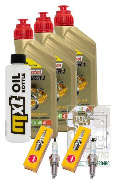 Inspektionspaket 3L 10W-40 + Ölfilter + 2x Zündkerze für Honda CB F 500 ccm Bj. 2019 - 2020