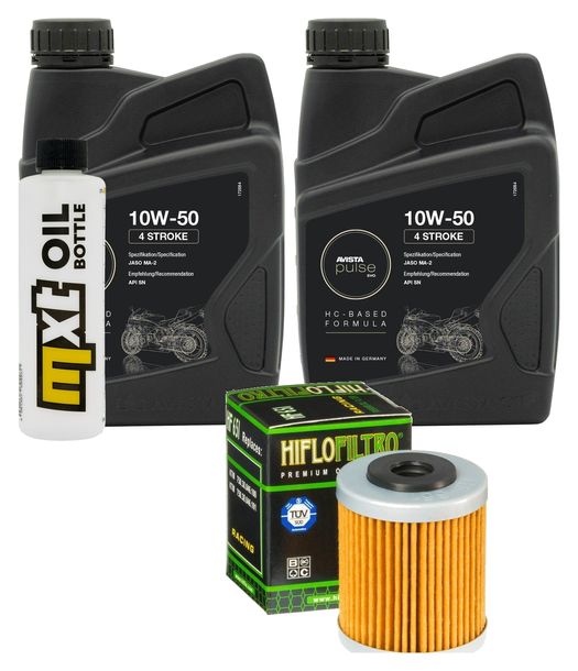 Inspektionspaket 2L 10W-50 + Ölfilter für Husqvarna Svartpilen Vitpilen, KTM Adventure ABS Enduro R 390 - 701 ccm Bj. 2019 - 2022