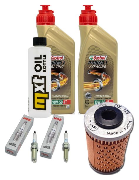 Inspektionspaket 2L 10W-50 + Ölfilter + 2x Zündkerze für Husqvarna Supermoto 701 ccm Bj. 2019 - 2020