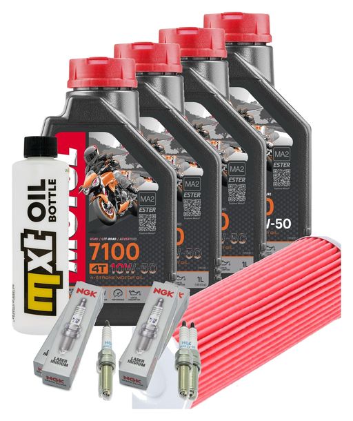 Inspektionspaket 4L 10W-50 + Ölfilter + 4x Zündkerze für KTM Super Duke R 1290 ccm Bj. 2019 - 2022