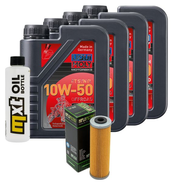 Inspektionspaket 4L 10W-50 + Ölfilter + 4x Zündkerze für KTM Super Duke R 1290 ccm Bj. 2019 - 2022