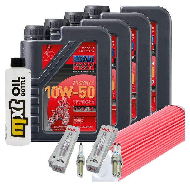 Inspektionspaket 4L 10W-50 + Ölfilter + 4x Zündkerze für KTM Super Duke R 1290 ccm Bj. 2019 - 2022