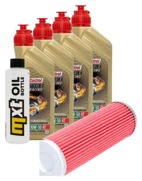 Inspektionspaket 4L 10W-50 + Ölfilter + 4x Zündkerze für KTM Super Duke R 1290 ccm Bj. 2019 - 2022