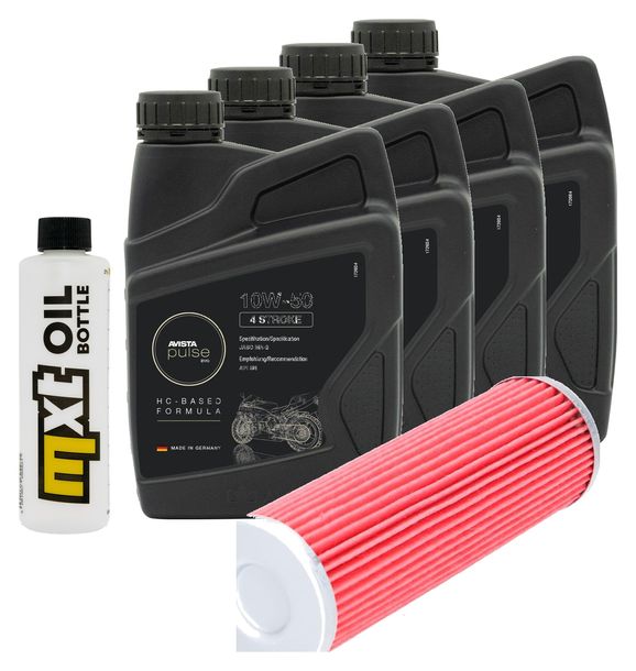 Inspektionspaket 4L 10W-50 + Ölfilter + 4x Zündkerze für KTM Super Duke R 1290 ccm Bj. 2019 - 2022