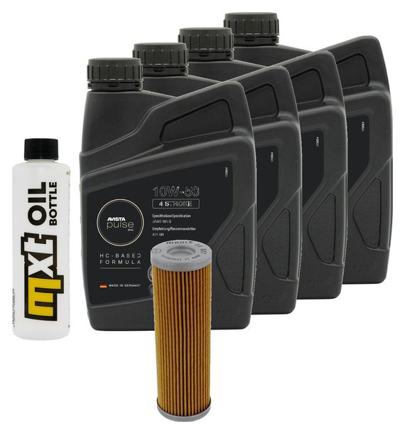 Inspektionspaket 4L 10W-50 + Ölfilter + 4x Zündkerze für KTM Super Duke R 1290 ccm Bj. 2019 - 2022